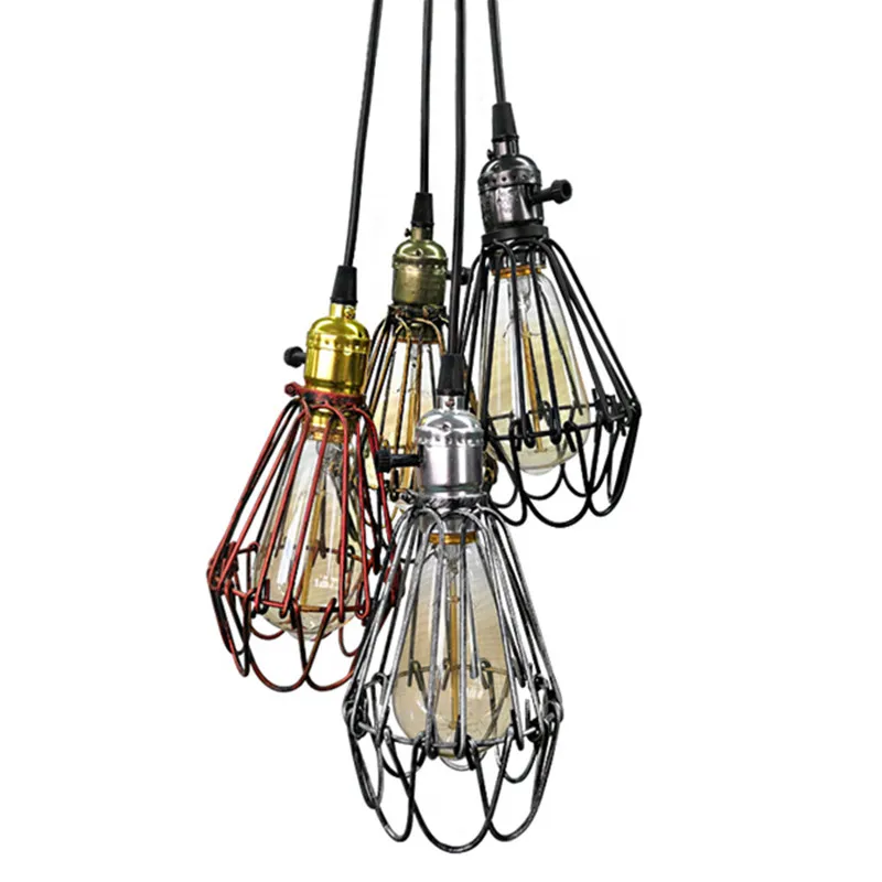 

Loft Rust Cage Retro Pendant Lamp Industrial Iron American Country Ceiling Hanging Lamp Shade for Restaurant Toggery Cafe Bar
