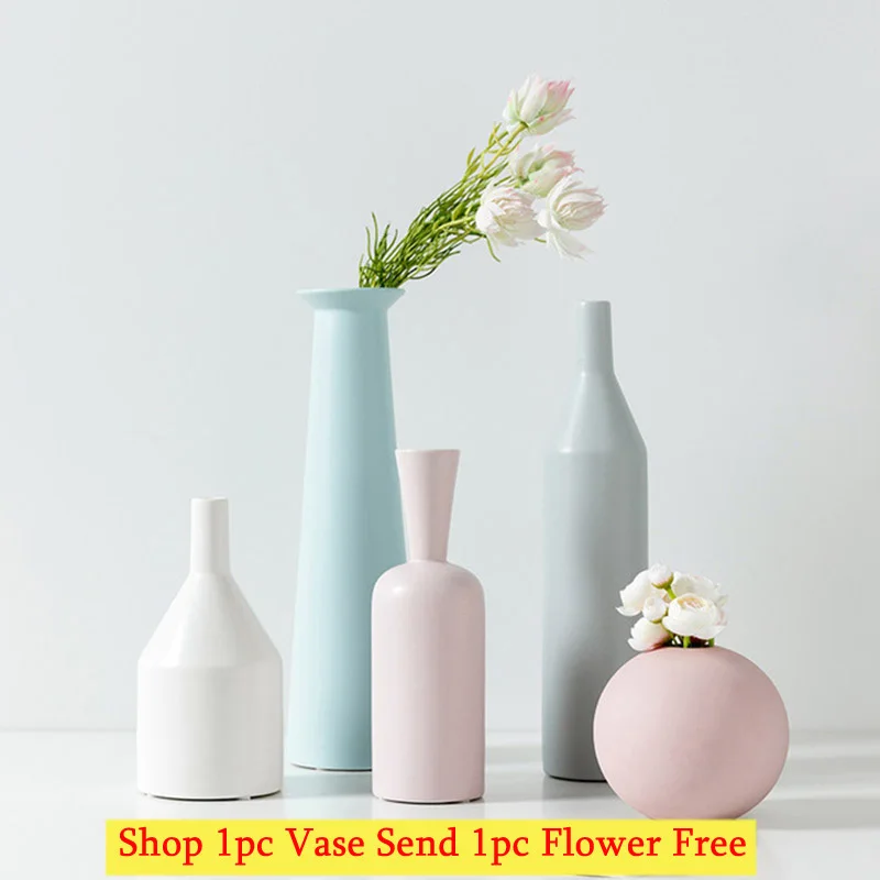 

New Morandi Style Artware Colorful Ceramic Vases Modern Simple Tea Table Desktop Home Living Room Decorative Dried Flower Vases