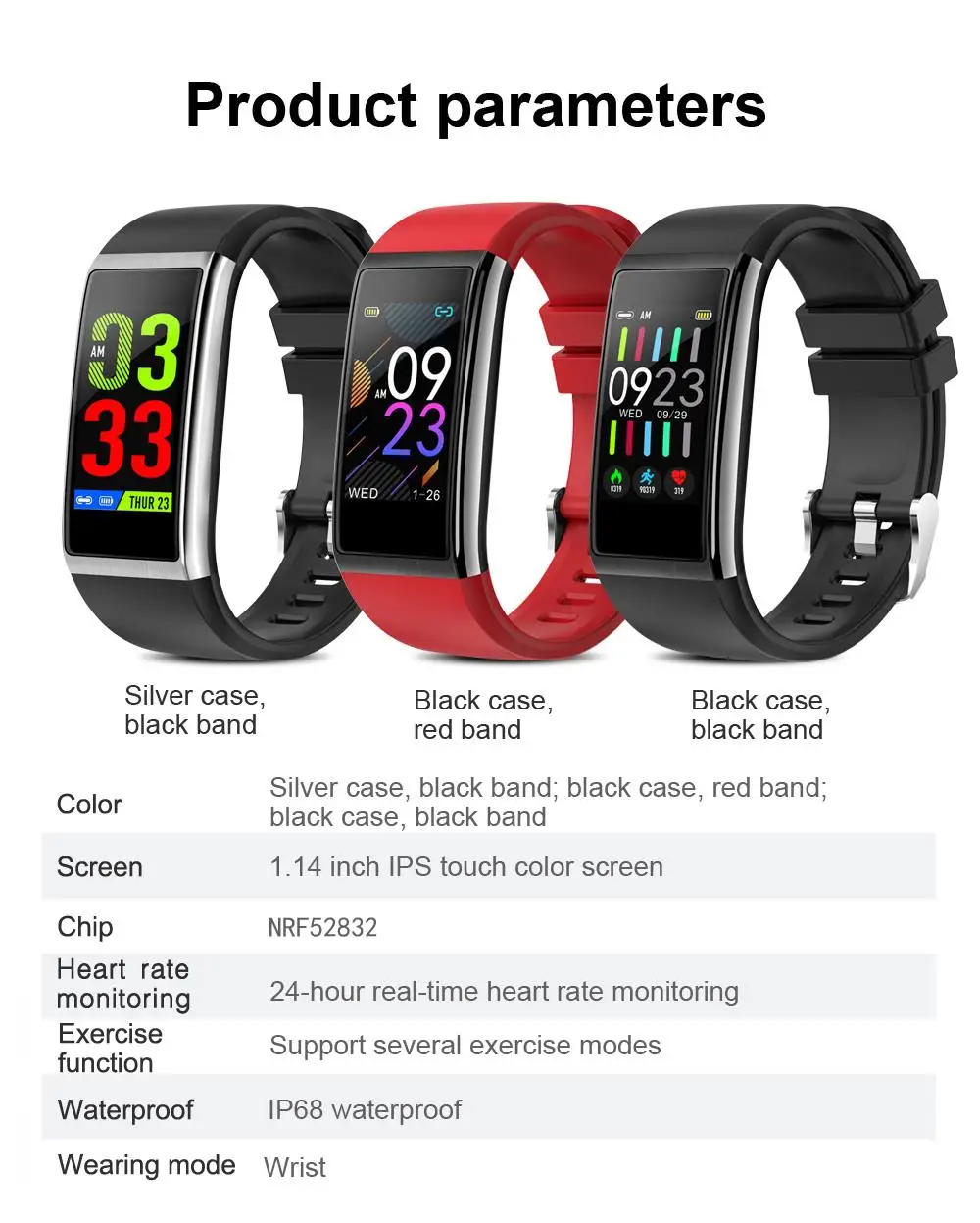 Vorke VKT1 Смарт-часы 1,14 дюймов ips цветной экран IP68 водостойкий пульсометр Smartband