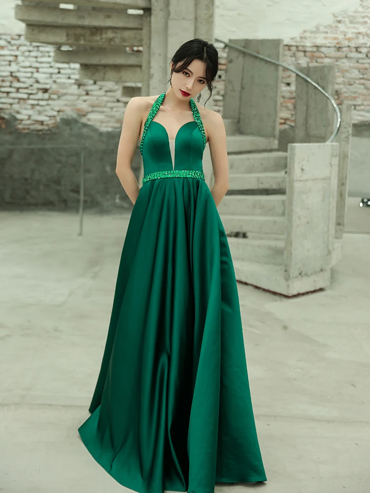 Платье для выпускного вечера с карманами, атласное, расшитое бисером, Robe De Soiree, Vestido Formatura, v-образный вырез, Vestidos De Gala, платья для вечеринок