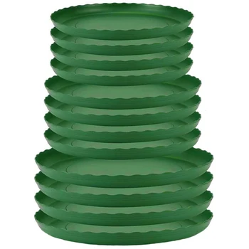 

Plant Saucer 12Pc Large - Plastic Plant Drip Tray for Indoor Outdoor Plants - Round Green Flower Plant Tray