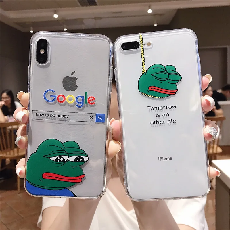 Прозрачный милый чехол Pepe Frog для iphone 7 8 6 S Plus Apple XR X XS Max s 5 5s se 11 Pro | Мобильные