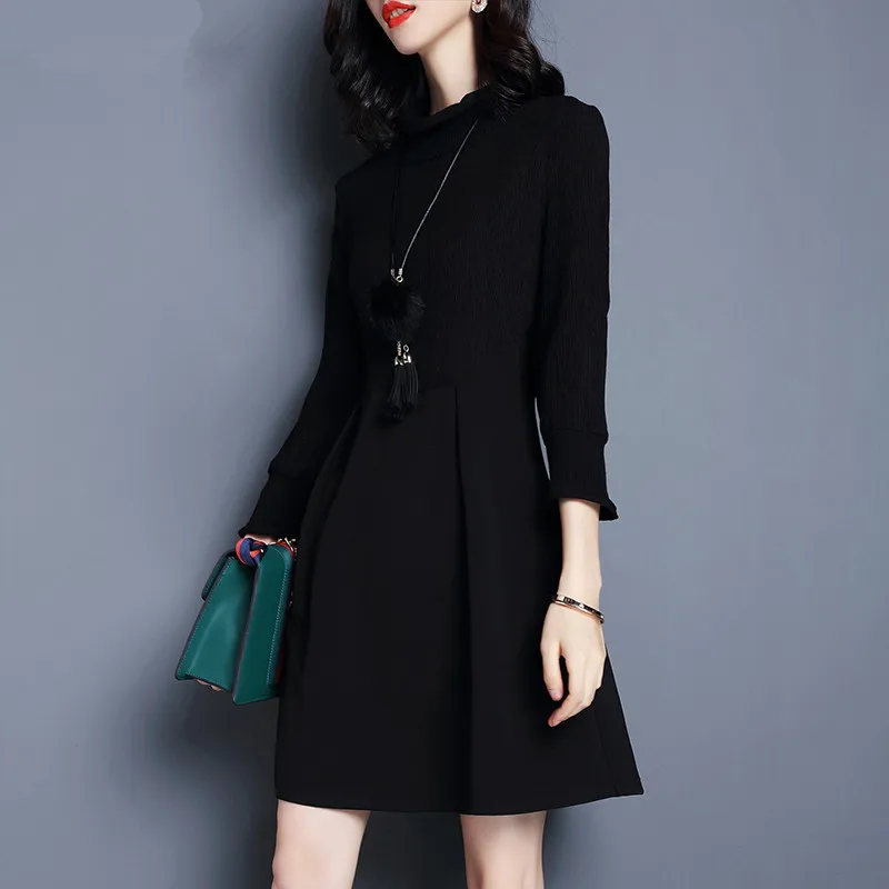 Горячая Распродажа черное платье большого размера женское Повседневное