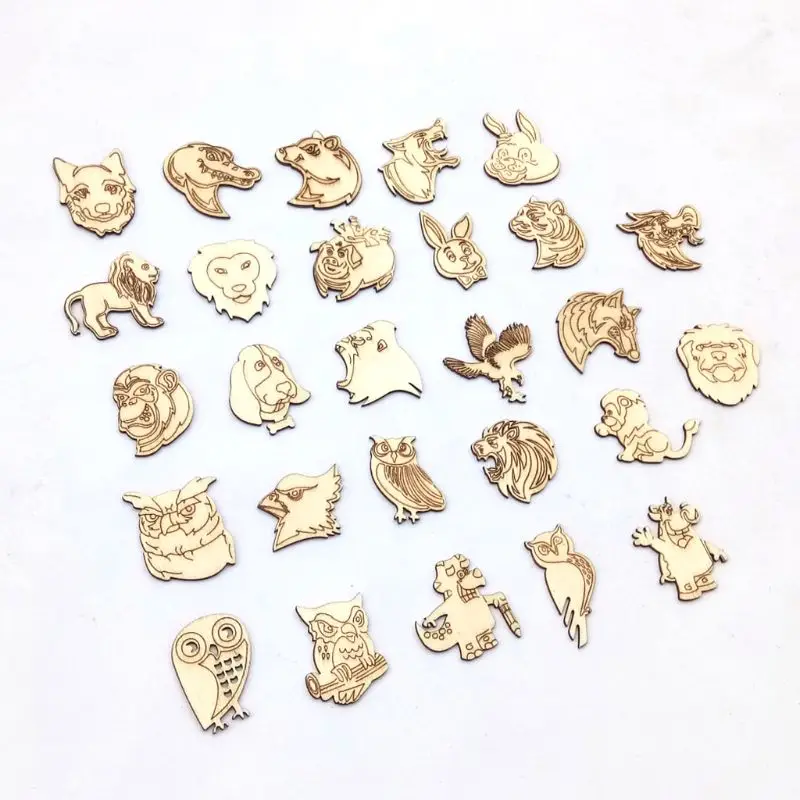 25 шт. смешанный узор животные деревянные Ломтики DIY ремесла необработанные деревянные украшения Скрапбукинг Искусство Декор для дома ручной работы D08D