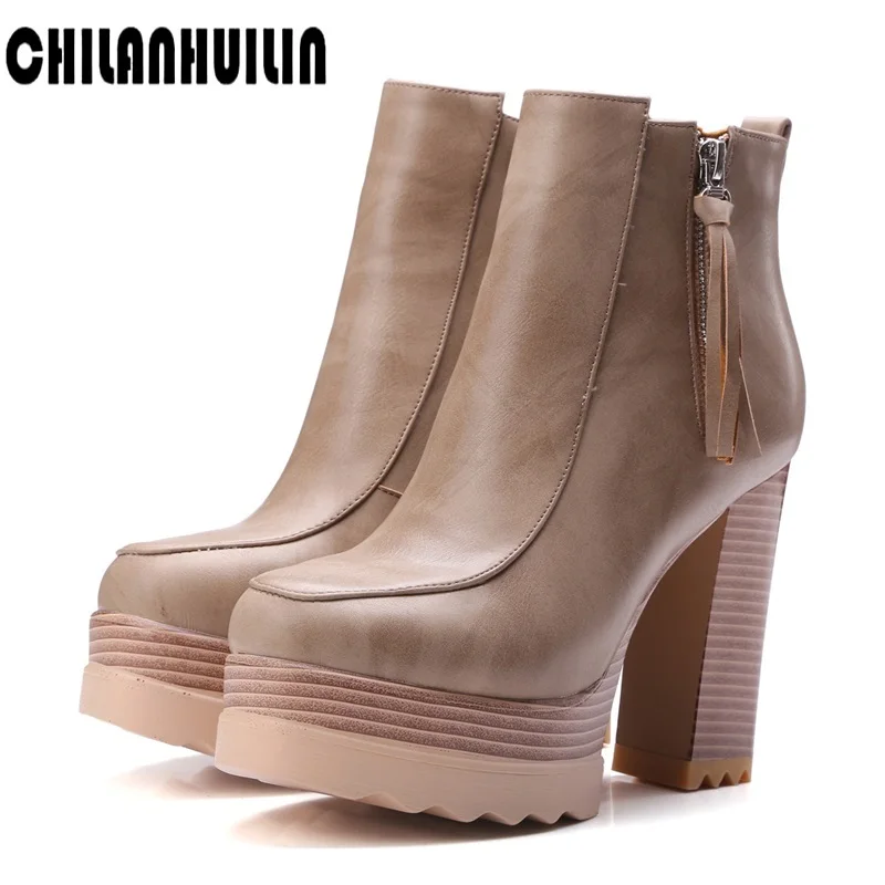 

women's high heel ankle boots woman chelsea boots autumn winter thick heel zip riding boots sexy stiletto black platform pumps