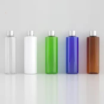 

20pcs 250ml Clear/white/brown Electrochemical aluminum plastic empty plastic bottles 250cc Spiral cap emulsion bottle