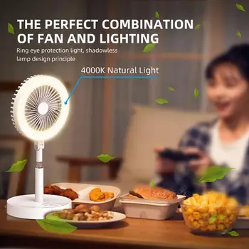 

3-in-1 Portable Stretchable Fan with LED Light USB Rechargeable Adjustable Cooling Fan Touch Control Desktop Lamp Cooling Fan