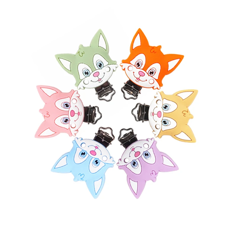 

Chenkai 10PCS Silicone Fox Teether Clip BPA Free Baby DIY Cute Pacifier Dummy Nursing Soother Sensory Toy Gift Accessories