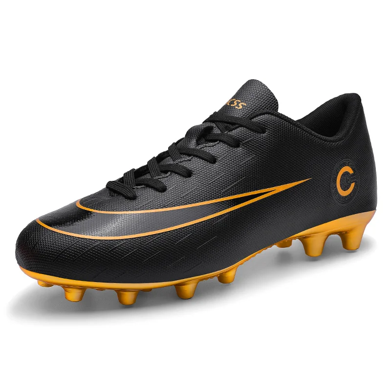 Botas fútbol doradas para hombre y mujer, zapatos De fútbol De tobillo alto, suaves, Botas De entrenamiento, 2020