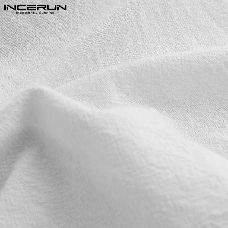 INCERUN, мужские хлопковые рубашки со стоячим воротником, винтажные рубашки с длинным рукавом,, высокое качество, Camisa Masculina, одноцветные повседневные рубашки, уличная одежда, 3XL
