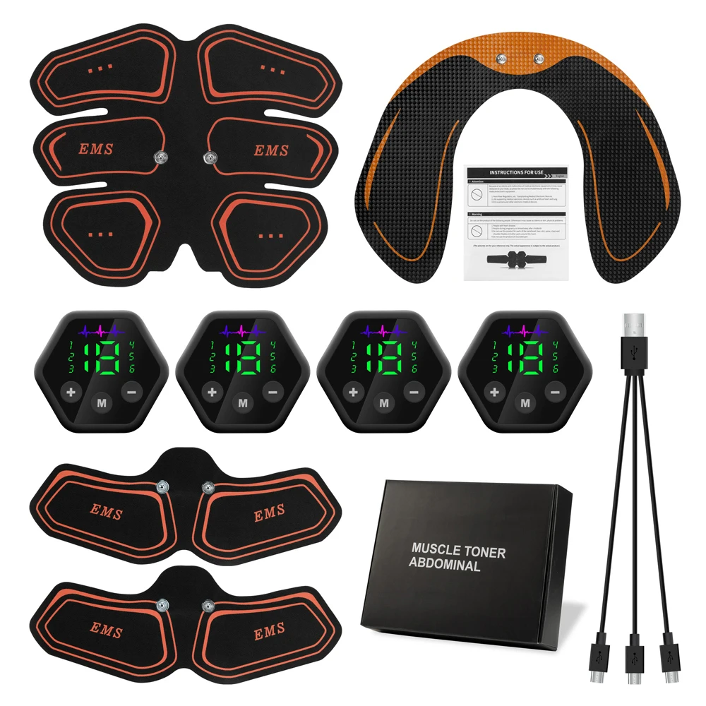 US $20.76 Muscle Stimulator EMS Abdominal Hip Trainer LCD Display Toner USB Abs Fitness Training Home Gym Weight Loss Body Slimming