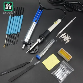 

Adjustable Temperature Electric Soldering Iron 220V 60W Welding Solder Rework Station Heat Pencil 5pcs Tips Repair Tool