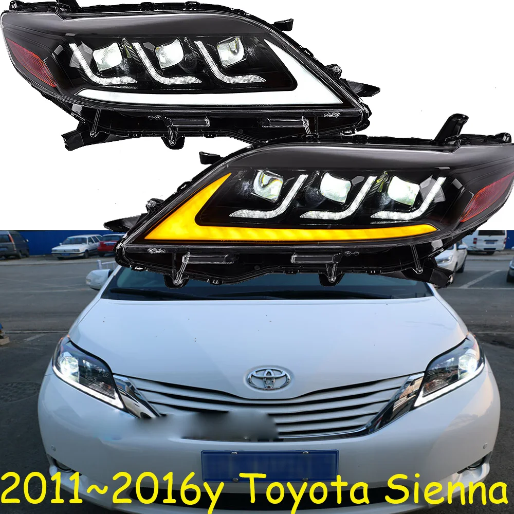 

Автомобильный бампер, фара для Toyota Sienna, светильник на голову 2011 ~ лет, все в светодиодный ных дневных ходовых огнях для автомобиля sienna, светильник на голову