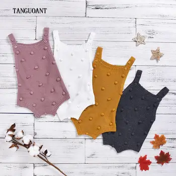 

TANGUOANT Winter New Born Baby Girl Clothes Baby Romper Girl Toddler Solid Organic Cotton Rompers Knitting Jumpsuit