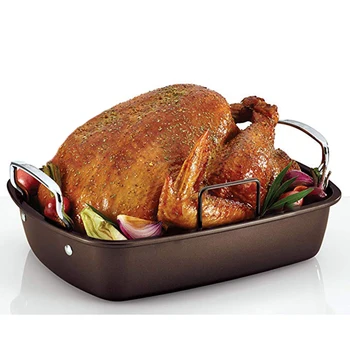 

Kitchen Stainless Steel Roasting Pan Nonstick Bakeware Roaster with Rack Rectangular Deep Dish BBQ Bakeware for Oven Baking