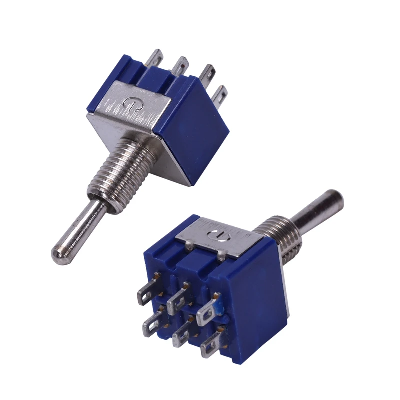 10 шт. AC 125V 6A Ампер Вкл/вкл 2 положения DPDT тумблер
