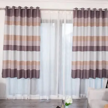 

Short Stripes Printing Window Curtain Shading Drapes for Dormintory Bedroom