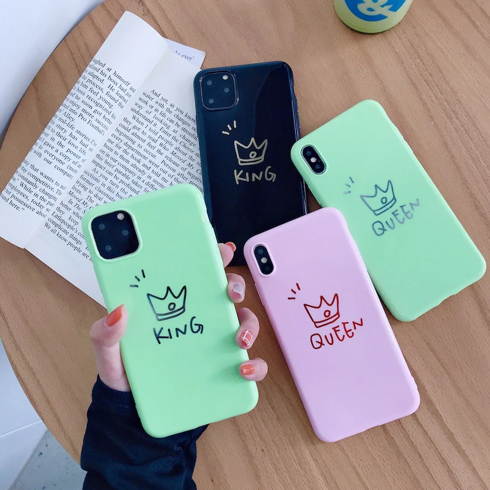 Brand NEW Cute Crown KING Queen Soft Case for iPhone X Xs XR XsMax 8Plus 8 7Plus 7 6 6s Plus 11Pro 11ProMax 11 Phone Cover Coque | Мобильные
