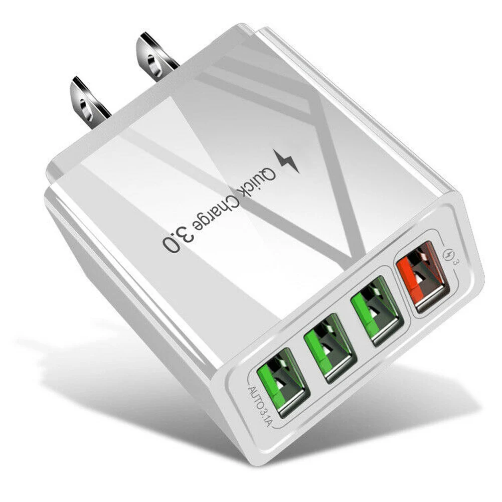 QC3.0 быстрое зарядное устройство 4 usb порта концентратор настенное зарядное устройство адаптер питания ING-SHIPPING - Цвет: Белый