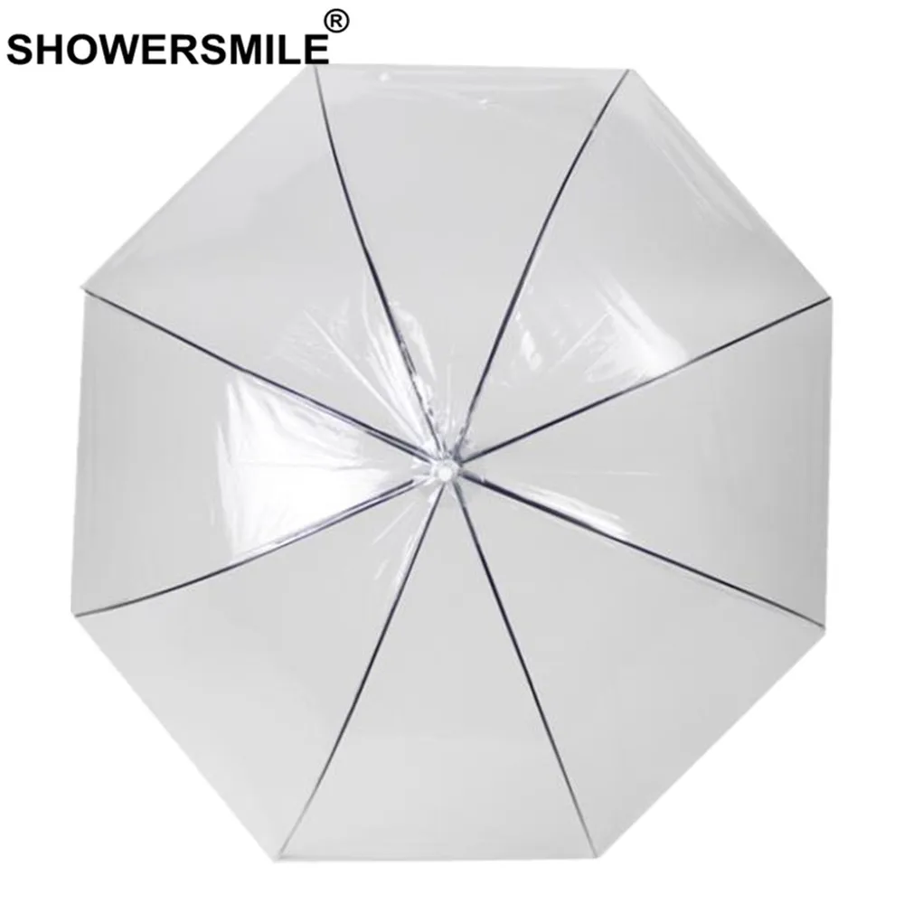 

SHOWERSMILE Transparent Umbrella Rain Women Clear Umbrella for Wedding POE Long-Handle Adult Plastic See Through Umbrella