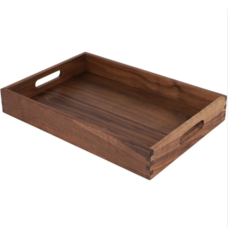 Black Walnut Handmade Wooden Food Tea Tray Restaurant Serving Tray Rectangle Wood Tray Plate Are Easy Use Plate Cake