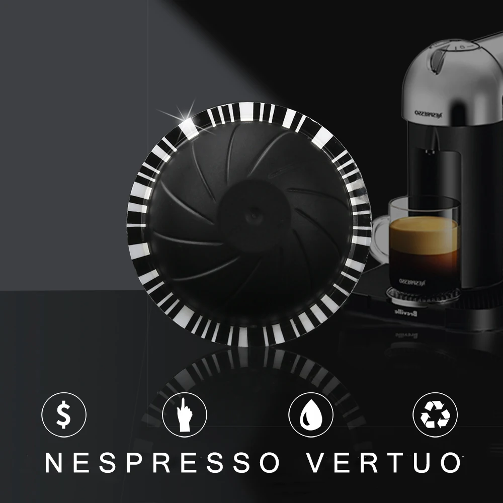 Reusable For Nespresso Vertuo Coffee Capsule with Disposible Foils Seals Stcker Big Cup 230 ML For Vertuoline