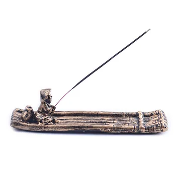

New fisherman Vintage golden line incense board Stick Incense Holder Censer Stick Boat shaped Incense Holder for Home Decoration
