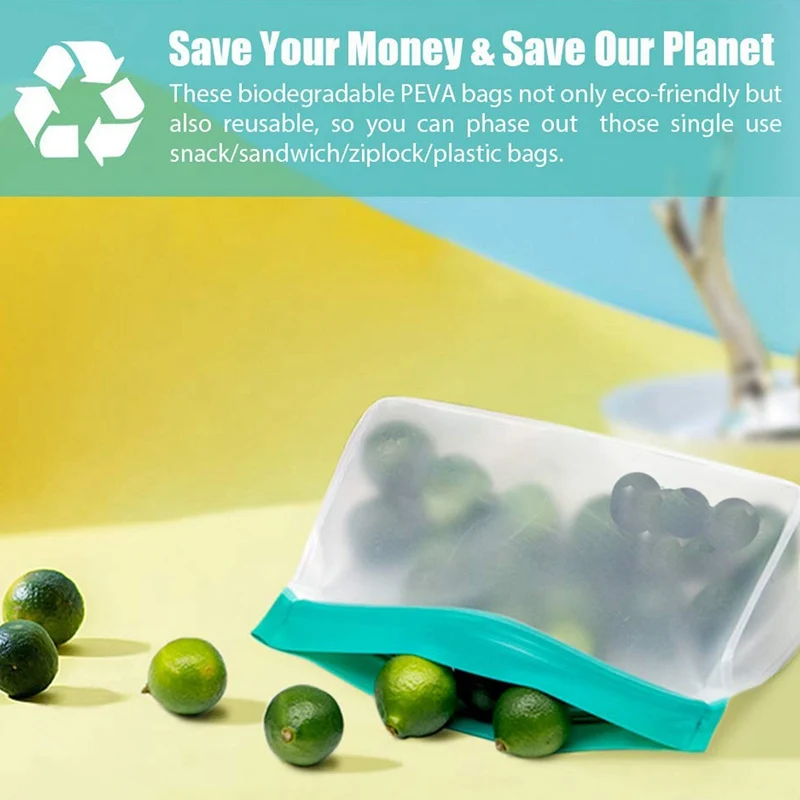 PEVA Leakproof Food Storage Bag Reusable Freezer Bag Top Fruits Lunch Box Kitchen Ziplock Organizer BPA-Free
