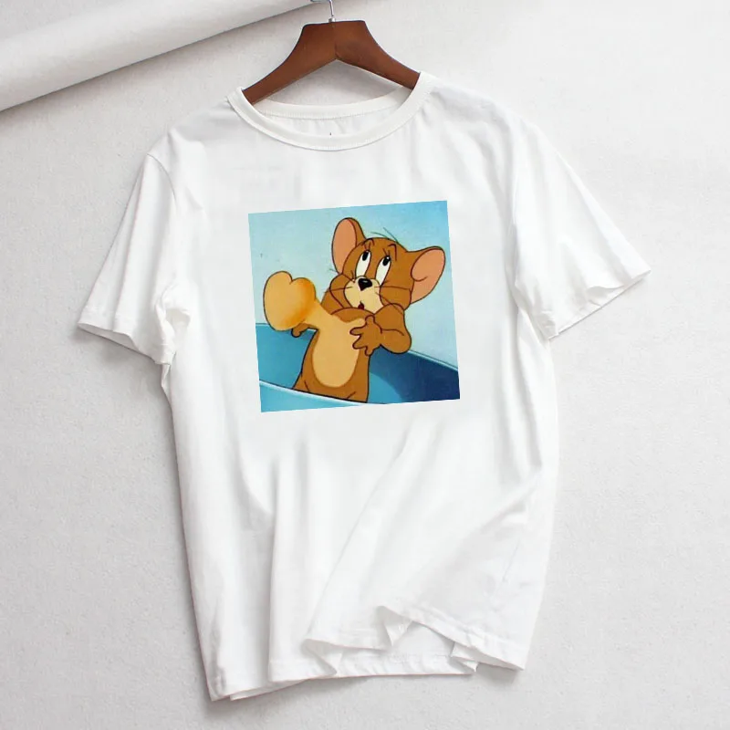 11 S-XXL свободные женские хлопковые топы с короткими рукавами с изображением кота, Тома, мышки, Джерри, ульцзана, футболки Harajuku, футболки, одежда - Цвет: 11