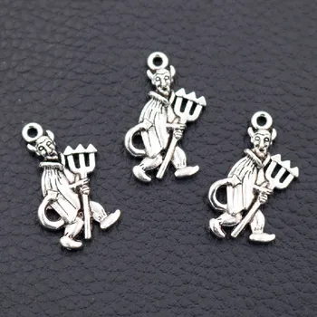 

10pcs Silver Color Devil Metal Pendant, Yaksha An Evil Spirit Charm, Night Elf Charm, Halloween Charm, Tibetan Silver 26*15mm