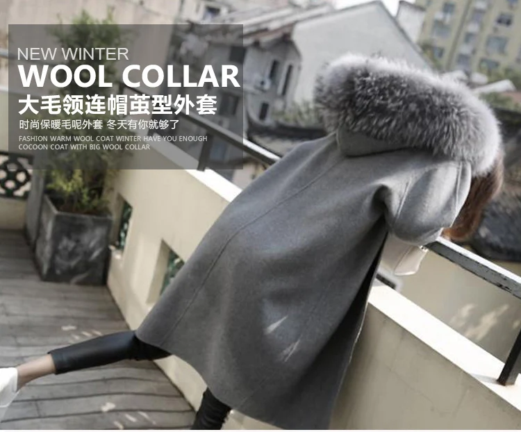 Осенне-зимнее женское Шерстяное Пальто большого размера свободного кроя корейское женское повседневное пальто с добавлением шерсти Теплое повседневное пальто миди с узором
