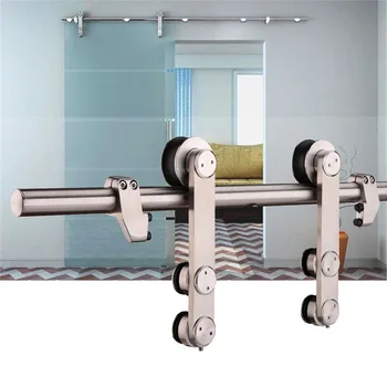 

American Heavy Duty Sturdy Sliding Barn Door Hardware Kit 304 Stainless Steel I Shape Hanger Smoothly for Glass Door Single Door