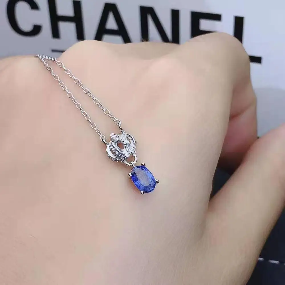 Platinum necklace Натуральный сапфир S925 кольцо серьги кулон ожерелье набор роскошные модные ювелирные изделия подходит для женщин Свадебные И Вечерние - Цвет камня: Platinum necklace