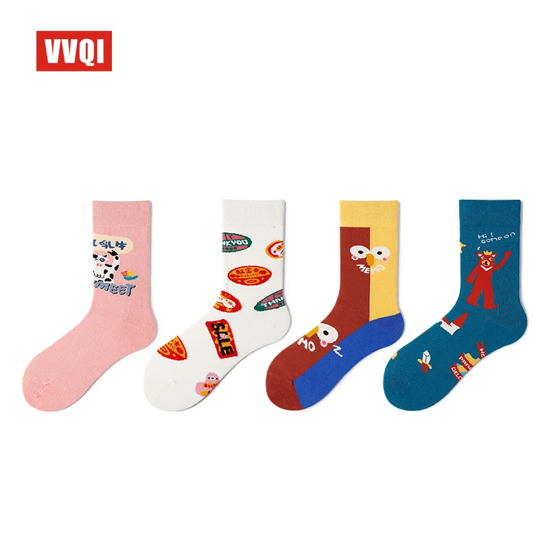 5 пар, корейский стиль, женские носки, милые забавные мультяшные модели, Харадзюку, хип-хоп тренд, модные уличные Угловые носки средней длины без пятки