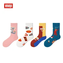 5 пар, корейский стиль, женские носки, милые забавные мультяшные модели, Харадзюку, хип-хоп тренд, модные уличные Угловые носки средней длины без пятки