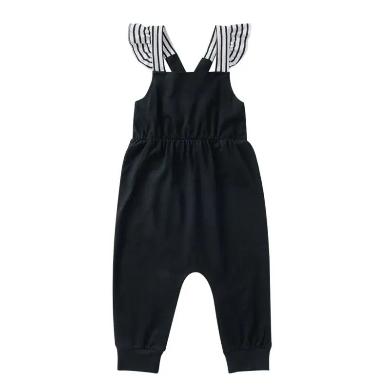 

Autumn Baby Clothes Baby Pant Girl Suspender Pants Children Striped Flare Sleeve Pants Overalls Trousers 6M-3T