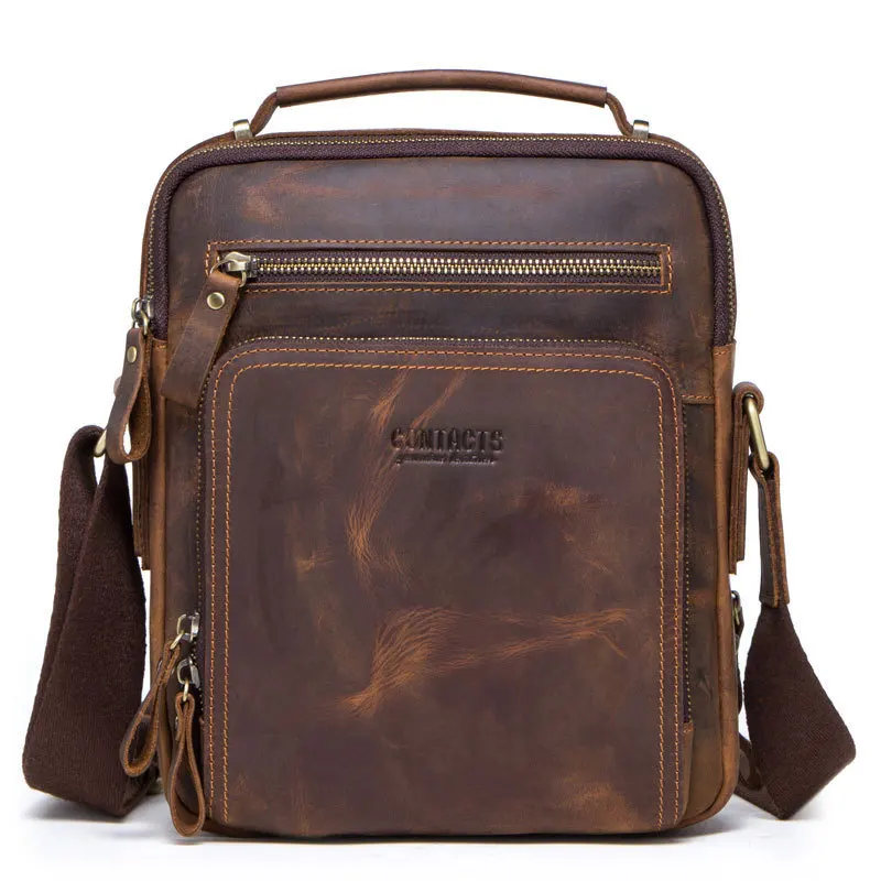 Cheap  Retro Small Natural Cowhide Laptop Messenger Bag Men Bag Men's Shoulder Crossbody Male Genuine Leat