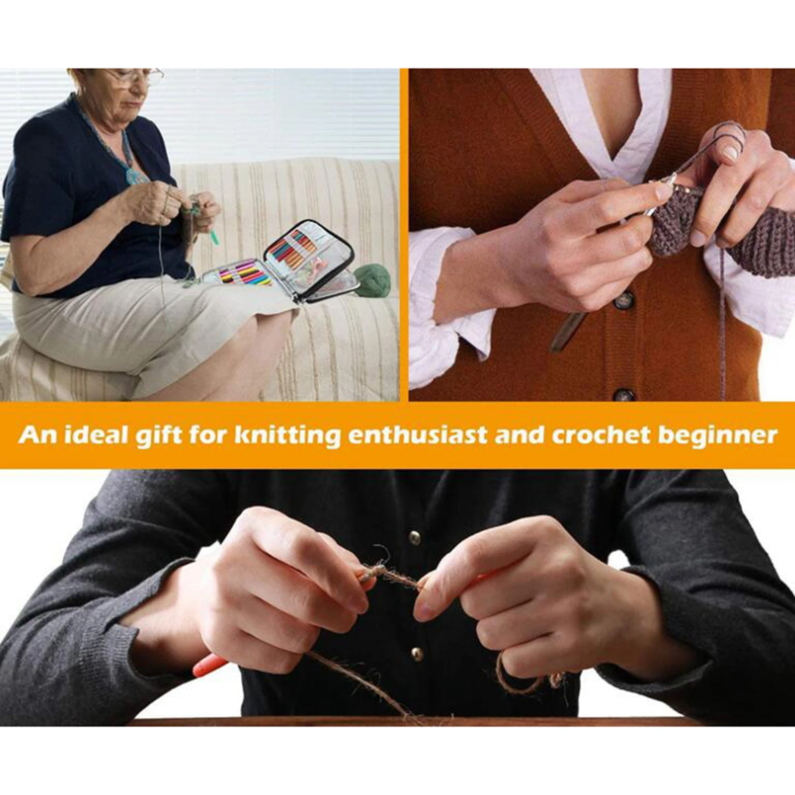 Home Crochet Hooks Needles Case Yarn Tools Knitting Zipper Organizer Bag