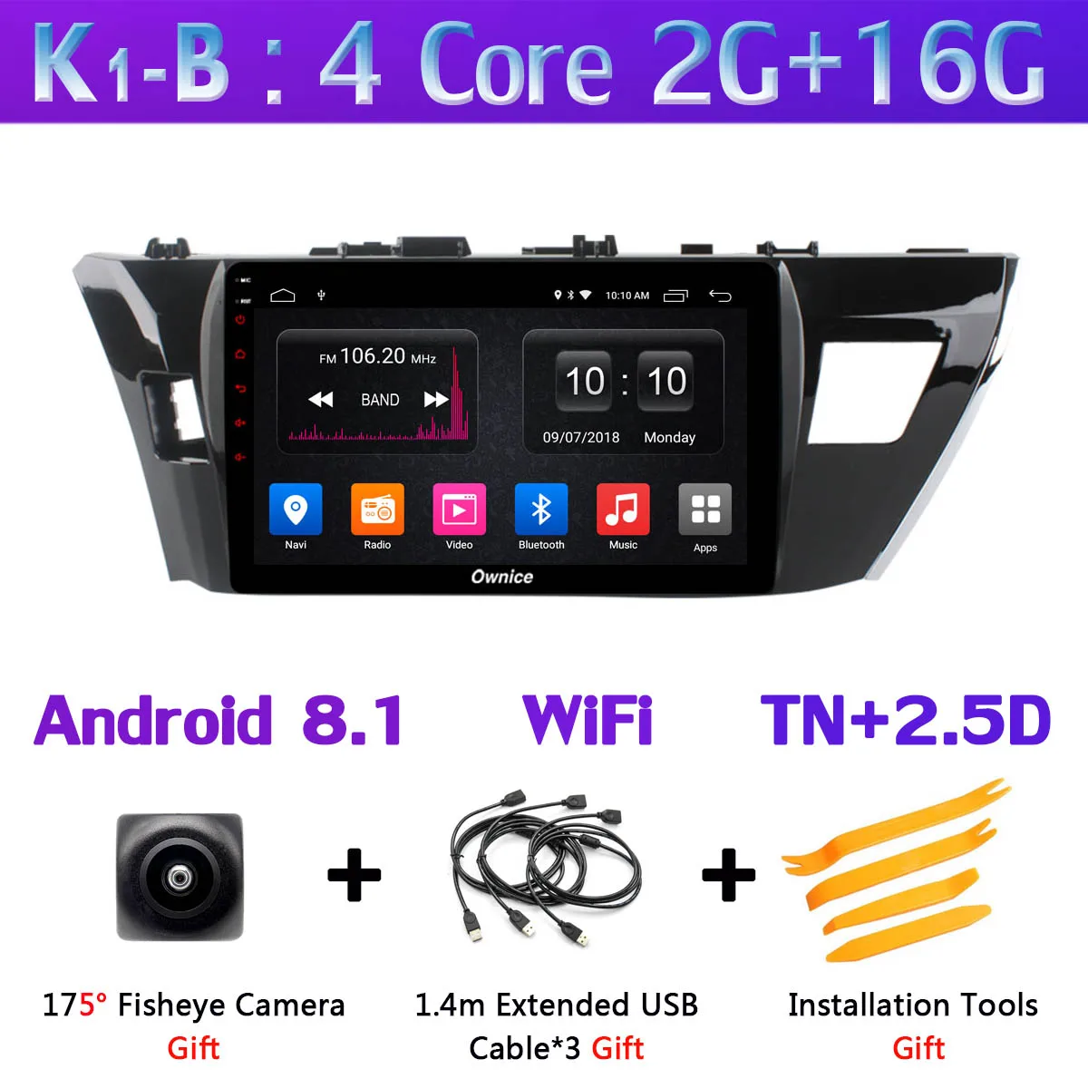 360 ° панорамный 4 × камера Android 9,0 4G+ 64G gps радио CarPlay DSP Автомобильный плеер для Toyota Corolla Lewin E160 E170 E180 - Цвет: K1-B