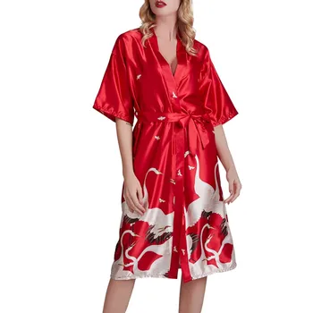 

Women Satin Silk Long Wedding Bride Bridesmaid Robe Kimono Robe Feminino Bath Robe Peignoir Femme Sexy Bathrobe