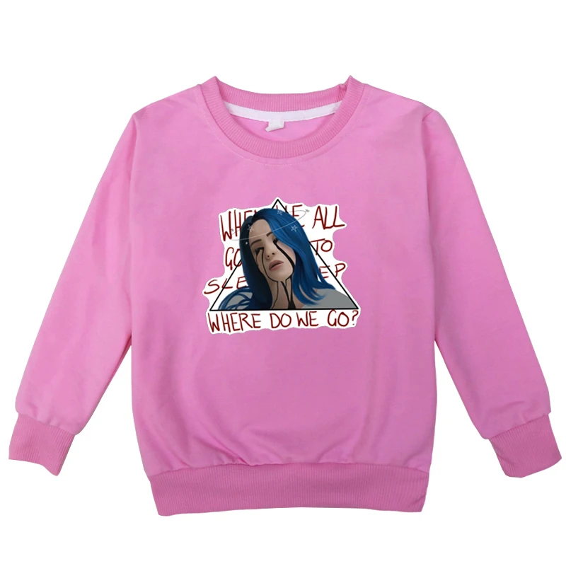kids hoodies 4 Г. Осенние детские толстовки с капюшоном и свитшоты с принтом Billie Eilish для мальчиков хлопковая Детская хлопчатобумажная повседневная толстовка для мальчиков, одежда для девочек - Цвет: kids hoodies 4