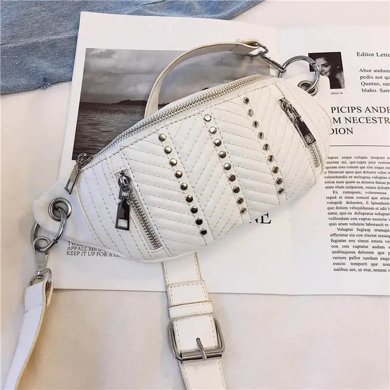 LOOZYKIT Women Bag The Belt Chest Female Girls Ladies Bag High Quality Bag Zone Female Sachet For Hips Waist bag Woman - Цвет: white