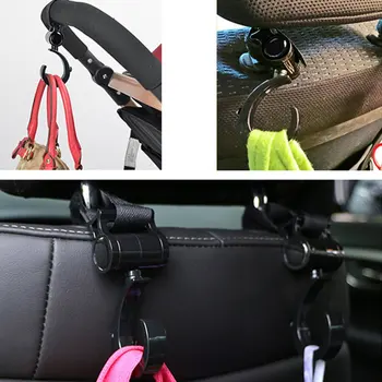 

360 Degree Rotating Baby Stroller Hook 2 Loaded Umbrella Car Hook Accessories Practical Sticker Stroller Hook Upgrade Parts