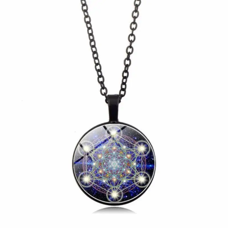 Cube Pendant Necklace Sacred Geometry Flower Of Life Jewelry Chakra Spiritual Women Magic Hexagram Choker | Украшения и