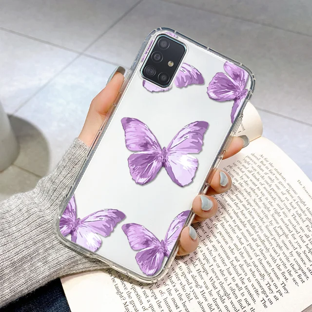 Butterfly Case for Samsung A51 Coque Samsung A32 A52 A72 A12 A31 A71 A50 A70 S20 FE S21 Ultra S30 Plus Silicone ShockProof Cover UA33