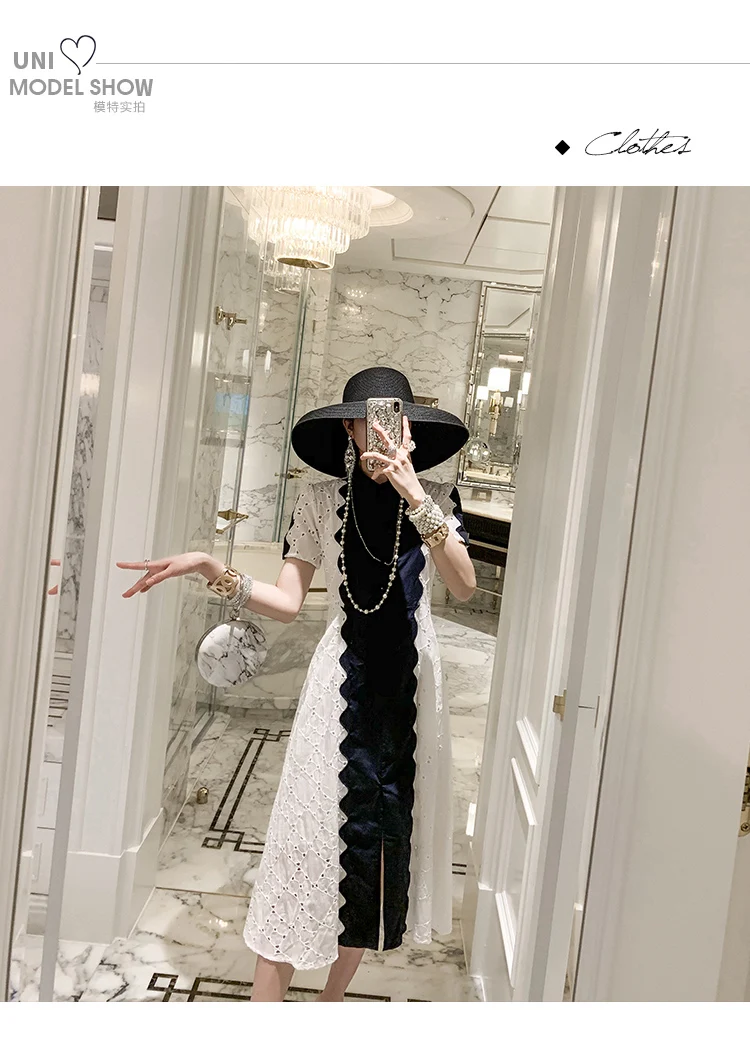 Франция Ретро очень фея socialite темпераментное платье женская летняя Новинка поддельные два кружева платье