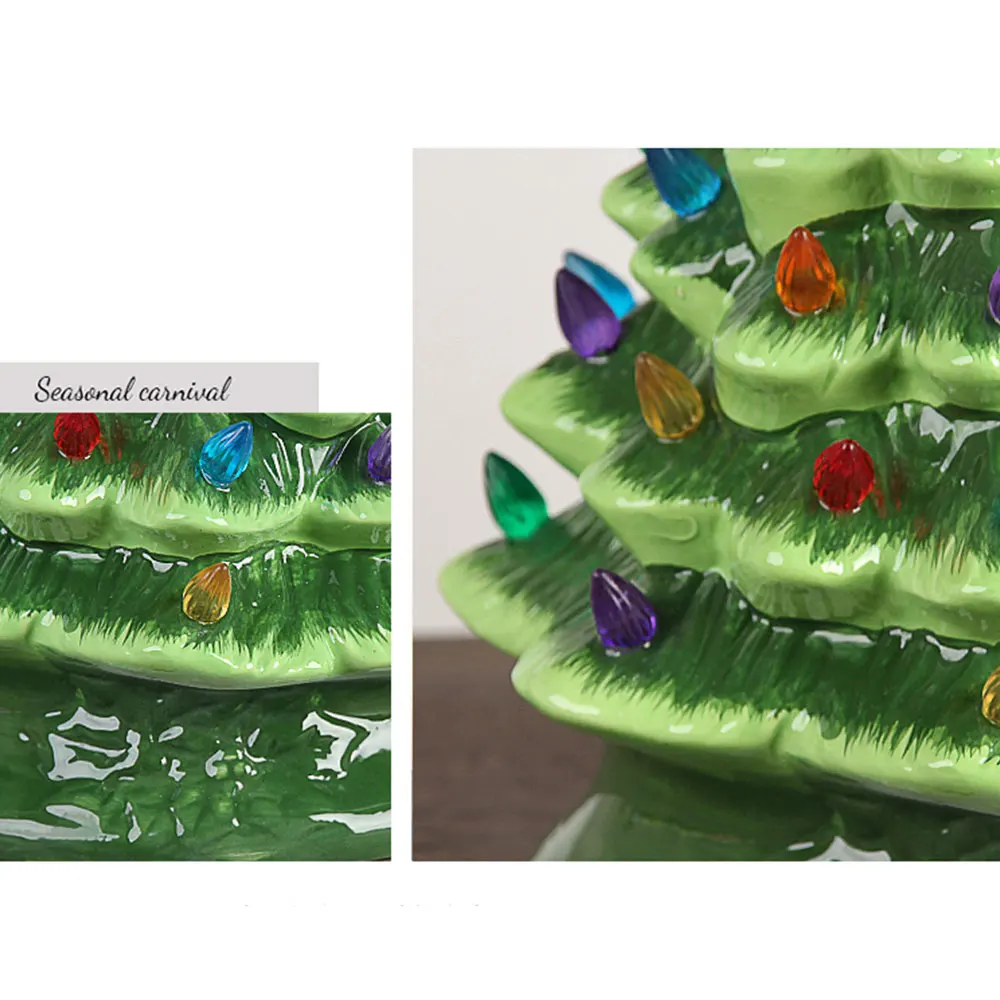 Рождественское Новогоднее настольное украшение рождественской елки беспроводное освещенное керамическое украшение рождественской елки праздничный Декор для дома