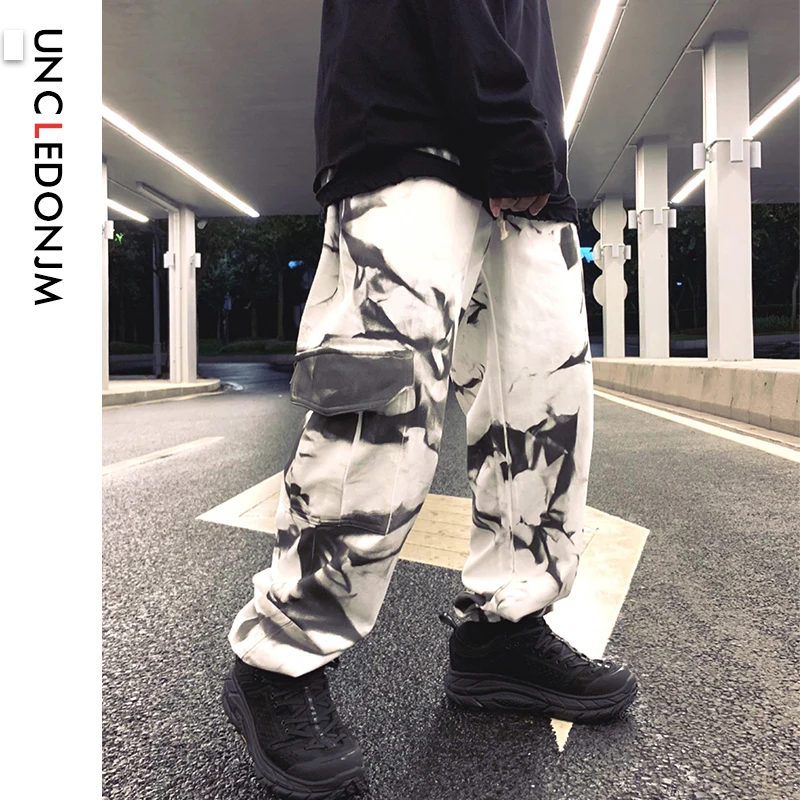 UNCLEDONJM штаны-карго на завязках с граффити уличная одежда в стиле панк хип-хоп