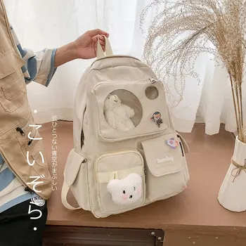 

Japanese Harajuku Campus Small Fresh Cute Cartoon Bear Transparent Soft Sister School Bag Korean High School Student Backpack