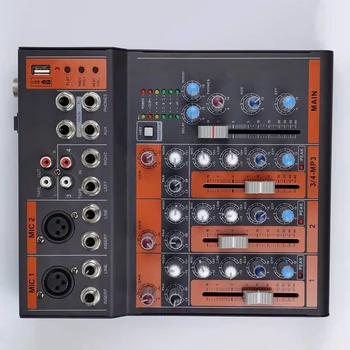 

Mixing Console 4 Channel Digital Mic Line Audio Mixer Console with Reverb Effect for Recording DJ Stage(EU Plug)